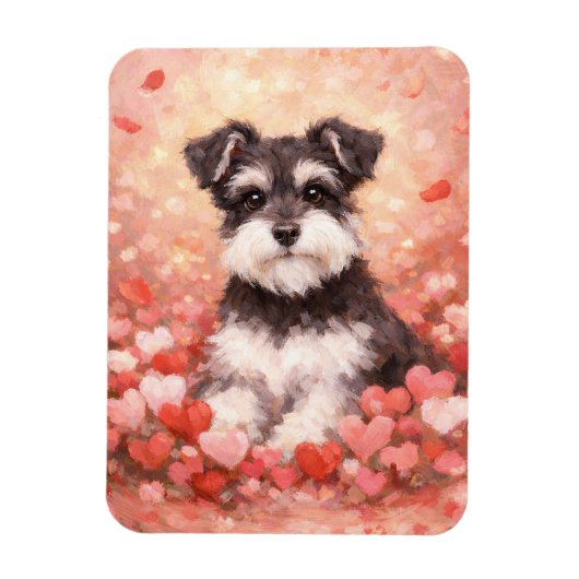 Valentine Schnauzer with Hearts Flexible マグネット (縦)