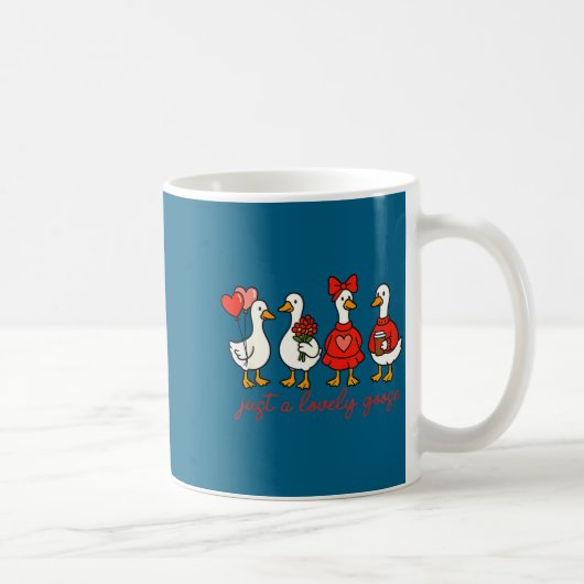 Valentine Silly Goose Just A Lovely Goose Duck Val コーヒーマグカップ (右)