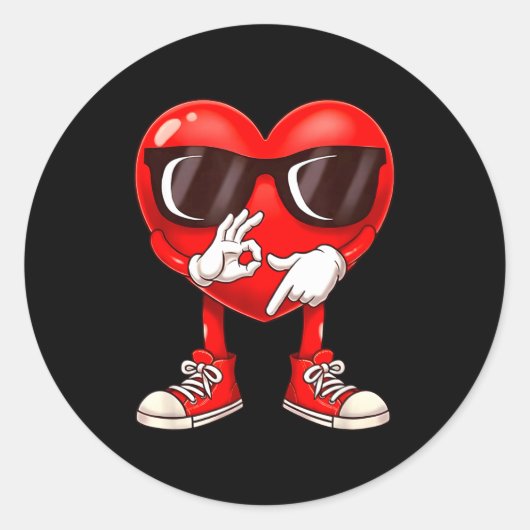 Valentine Six Seven 6 7 Meme Funny Heart Gen Z Alp ラウンドシール (正面)