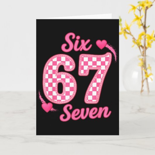 Valentine Six Seven Funny 67 Meme Gen Alpha Slang カード (黄色い花)
