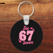 Valentine Six Seven Funny 67 Meme Gen Alpha Slang  キーホルダー (正面)