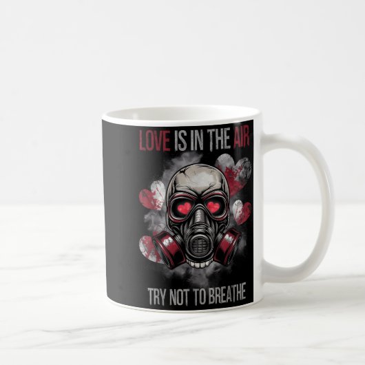 Valentine Skull Gas Mask Love Romance コーヒーマグカップ (右)