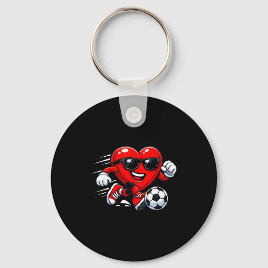 Valentine Soccer Heart Drip Srt Love Valentines Da キーホルダー (正面)