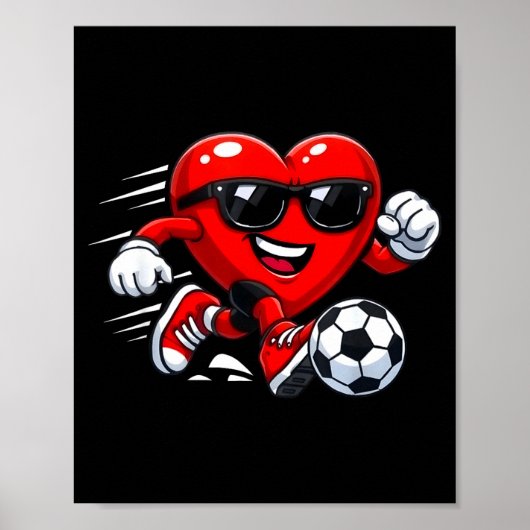 Valentine Soccer Heart Drip Srt Love Valentines Da ポスター (正面)