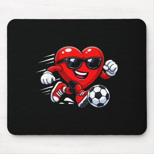 Valentine Soccer Heart Drip Srt Love Valentines Da マウスパッド (正面)
