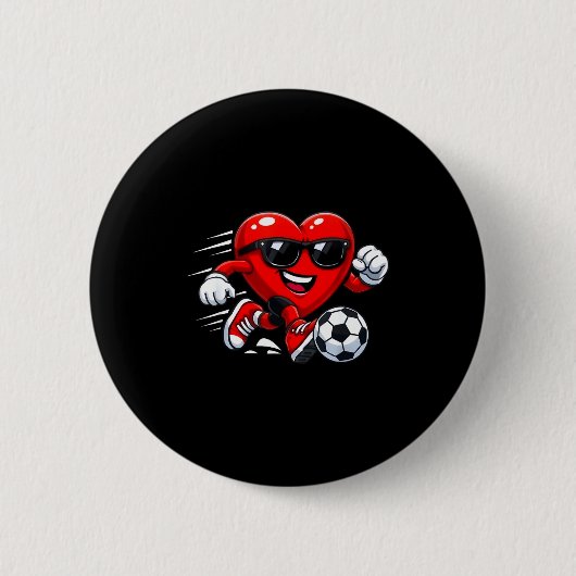 Valentine Soccer Heart Drip Srt Love Valentines Da 缶バッジ (正面)