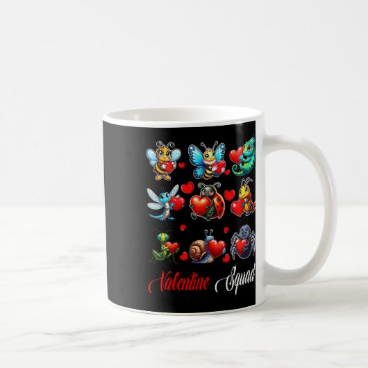Valentine Squad Insects Bee Butterfly Ladybug Hold コーヒーマグカップ (右)