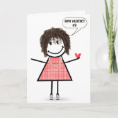 Valentine Stick Figure Girl With Speech Bubble カード (正面)