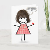 Valentine Stick Figure Girl With Speech Bubble カード (正面)
