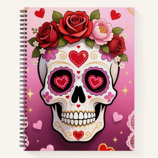 Valentine Sugar Skull Notebook ノートブック (正面)