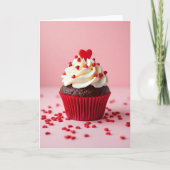 Valentine Sweet Hearts Cupcake Card カード (正面)
