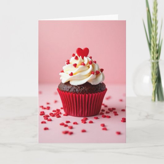 Valentine Sweet Hearts Cupcake Card カード (正面)
