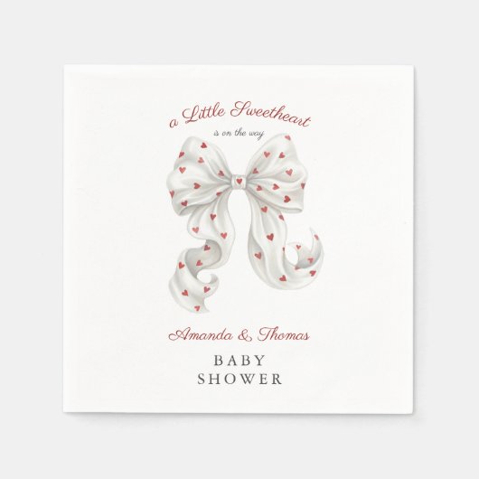 Valentine Sweetheart Baby Shower スタンダードカクテルナプキン (正面)