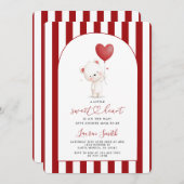 Valentine Sweetheart Teddy Bear Baby Shower 招待状 (正面/裏面)