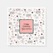 Valentine Tablescape Love Text Sketch Style Napkin スタンダードカクテルナプキン (正面)
