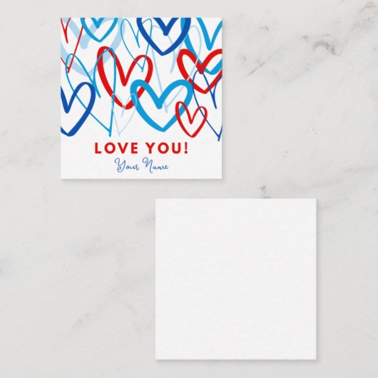 Valentine Tag Heart Scribbles スクエア名刺 (正面/裏面)