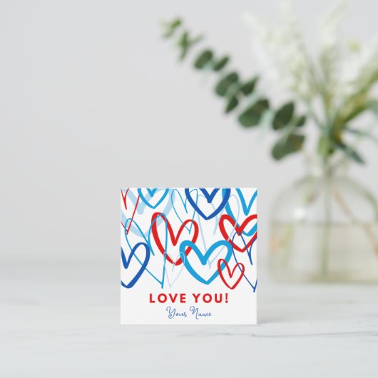Valentine Tag Heart Scribbles スクエア名刺 (スタンド正面)