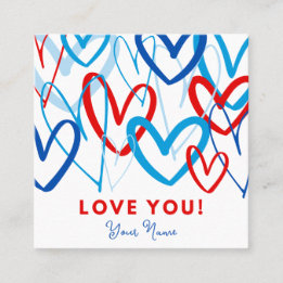 Valentine Tag Heart Scribbles スクエア名刺