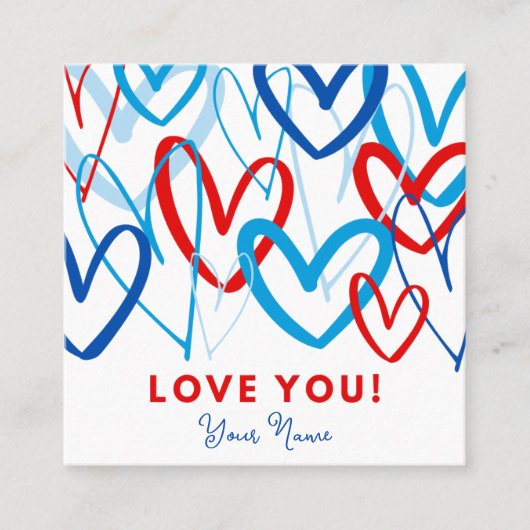 Valentine Tag Heart Scribbles スクエア名刺 (正面)