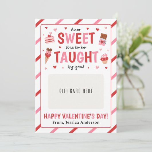 Valentine Teacher Appreciation Gift Card Holder 招待状 (スタンド正面)