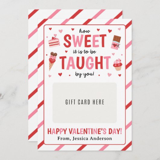 Valentine Teacher Appreciation Gift Card Holder 招待状 (正面/裏面)