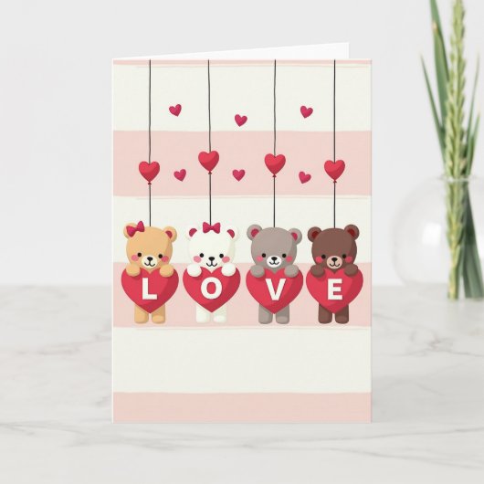 Valentine Teddy Bear Love Card カード (正面)