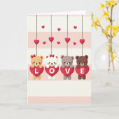 Valentine Teddy Bear Love Card カード (黄色い花)