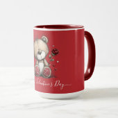 Valentine Teddy Bear with Rose and Hearts マグカップ (正面右)