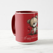 Valentine Teddy Bear with Rose and Hearts マグカップ (正面左)