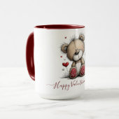 Valentine Teddy Bear with Rose and Hearts マグカップ (正面左)