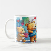 Valentine Teddy Bears Sharing Heart Shaped Candies コーヒーマグカップ (左)