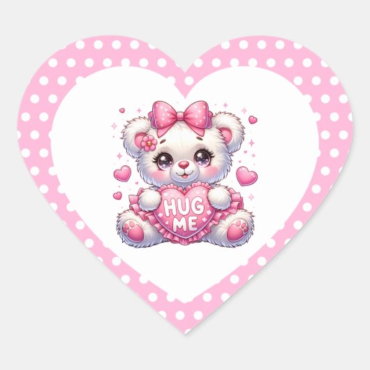Valentine Teddy Heart Stickers ハートシール (正面)