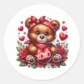 Valentine Teddy Stickers ラウンドシール (正面)