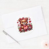 Valentine Teddy Stickers ラウンドシール (封筒)