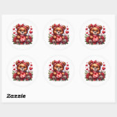 Valentine Teddy Stickers ラウンドシール (シート)