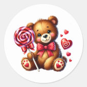 Valentine Teddy Stickers ラウンドシール (正面)
