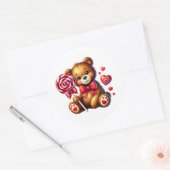 Valentine Teddy Stickers ラウンドシール (封筒)