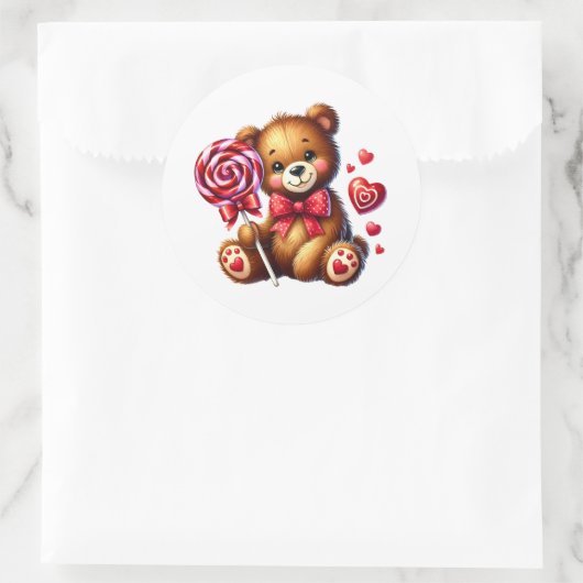 Valentine Teddy Stickers ラウンドシール (バッグ)