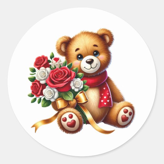 Valentine Teddy Stickers ラウンドシール (正面)