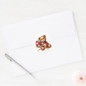 Valentine Teddy Stickers ラウンドシール (封筒)