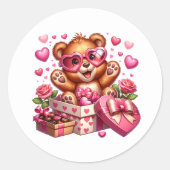 Valentine Teddy Stickers ラウンドシール (正面)
