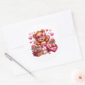Valentine Teddy Stickers ラウンドシール (封筒)