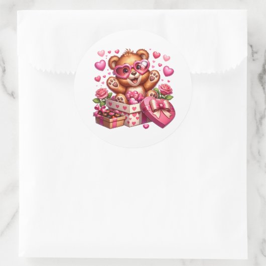 Valentine Teddy Stickers ラウンドシール (バッグ)