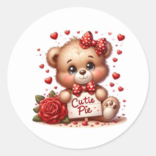 Valentine Teddy Stickers ラウンドシール (正面)