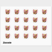 Valentine Teddy Stickers ラウンドシール (シート)