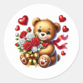 Valentine Teddy Stickers ラウンドシール (正面)