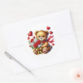 Valentine Teddy Stickers ラウンドシール (封筒)