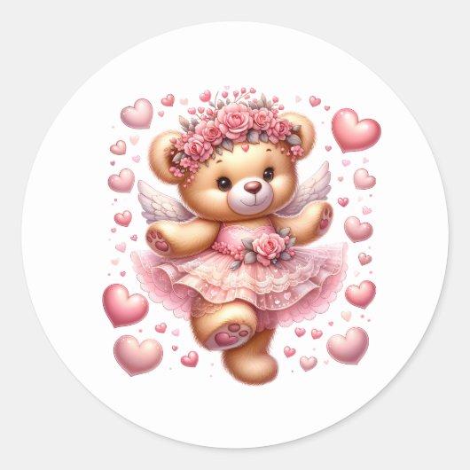 Valentine Teddy Stickers ラウンドシール (正面)