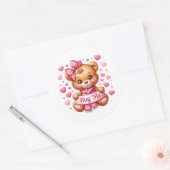 Valentine Teddy Stickers ラウンドシール (封筒)