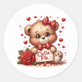 Valentine Teddy Stickers ラウンドシール (正面)